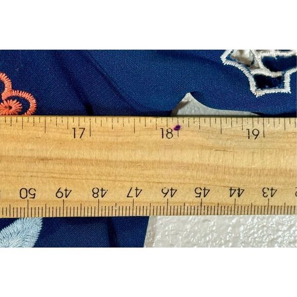 NWOT JOA Los Angeles Blue Colorful Cutout Embroidered Top Women's Small - Picture 8 of 8